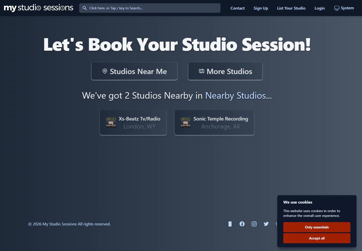 My Studio Sessions — Music Studio Booking Platform project screenshot